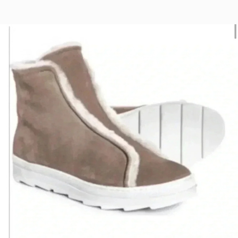 Yoyks Suede Boots With Faux Fur Trim In Taupe Size 41 Or 10.5